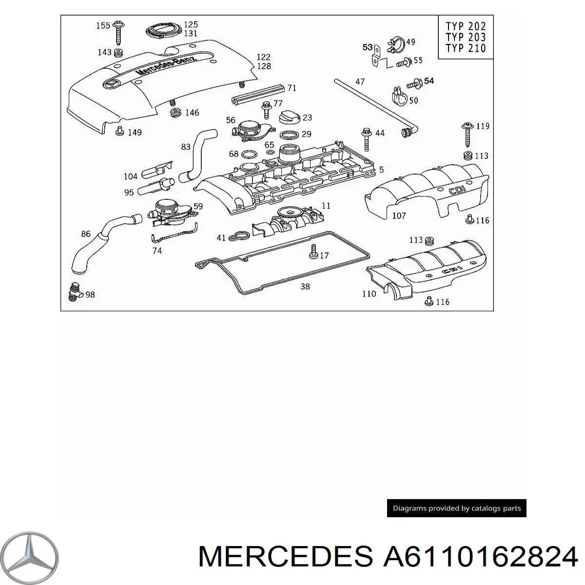 A6110162824 Mercedes Tampa de motor decorativa