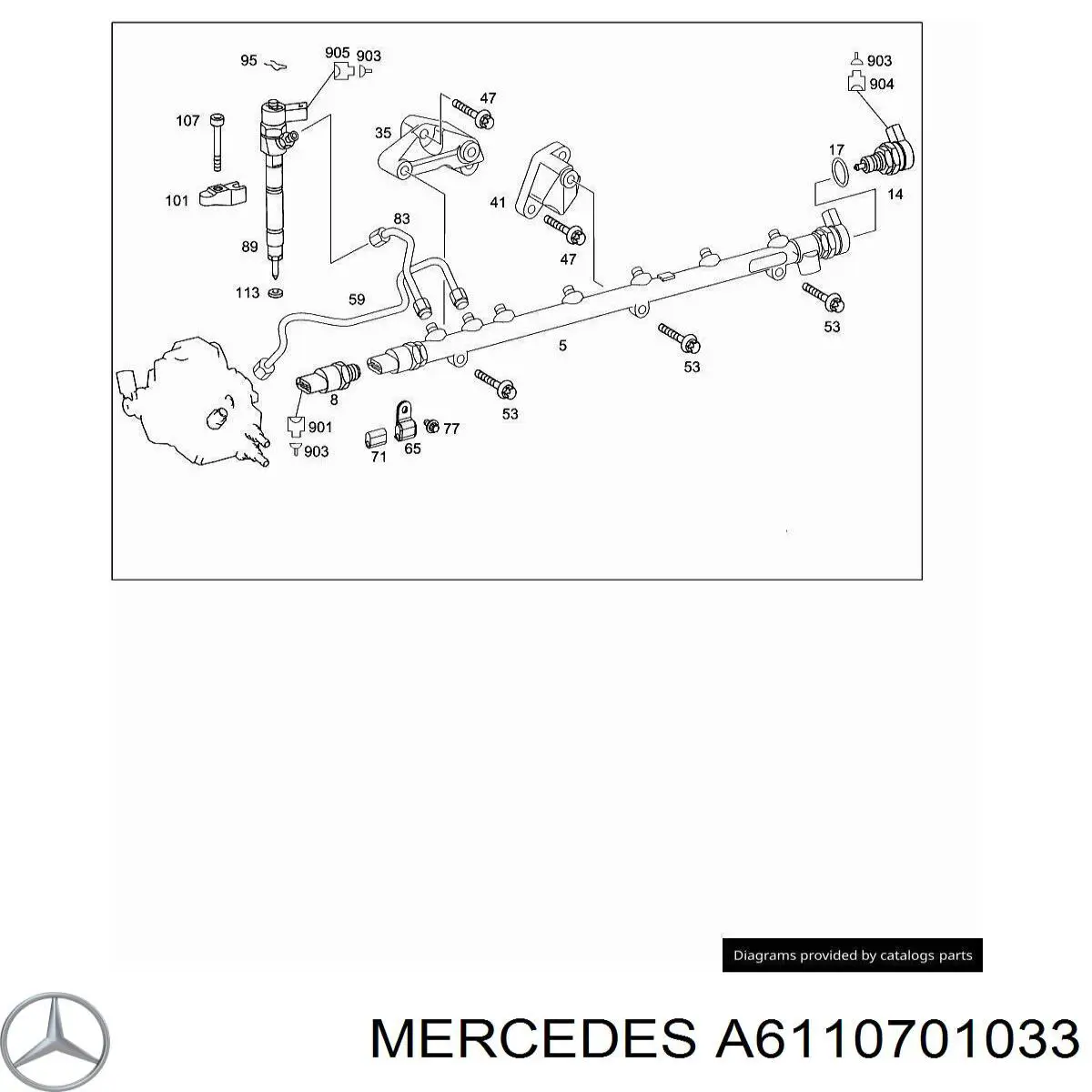 Compre 6110701033 Mercedes Tubo de combustível, desde a Bomba de Combustível de Pressão Alta até a sonda de combustível