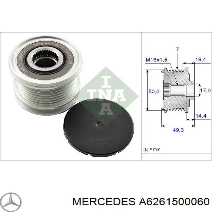 A6261500060 Mercedes Polia do gerador