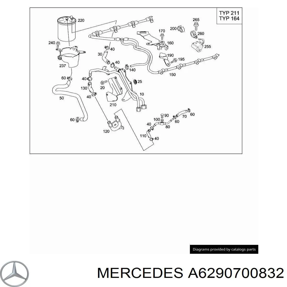 A6290700832 Mercedes Tubo de combustível, inverso desde os injetores