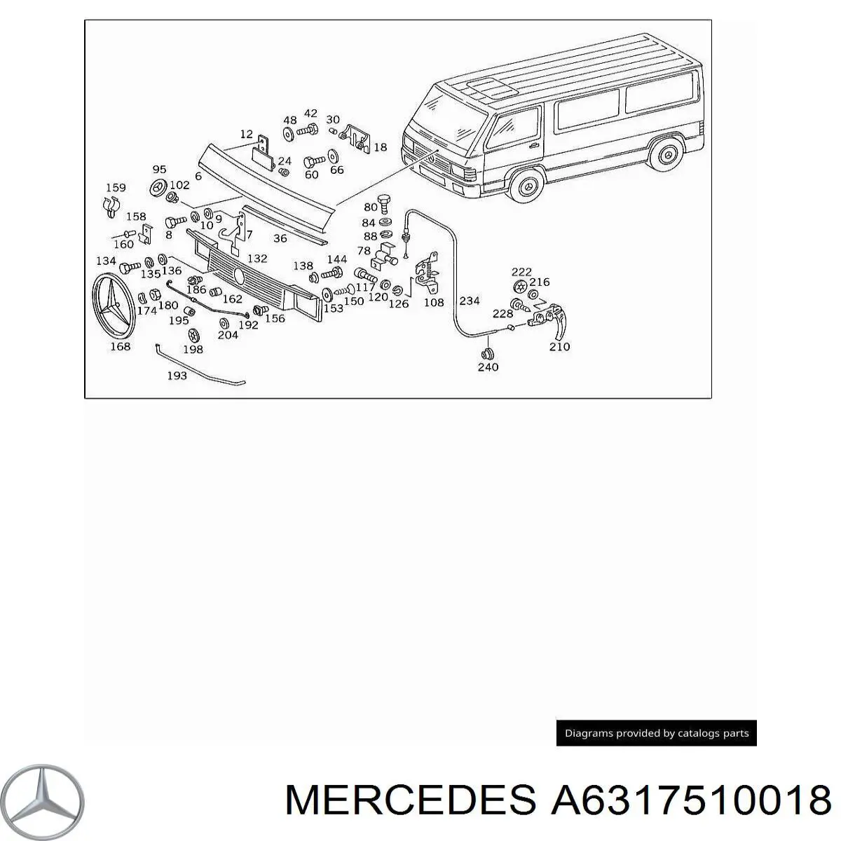Grelha do radiador Mercedes 100  631