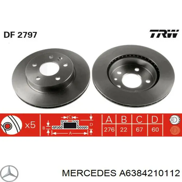 Disco do freio dianteiro Mercedes A6384210112 preço, a partir de 47,87 USD