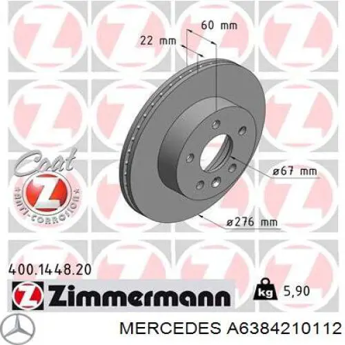 Compre A6384210112 Mercedes Disco do freio dianteiro