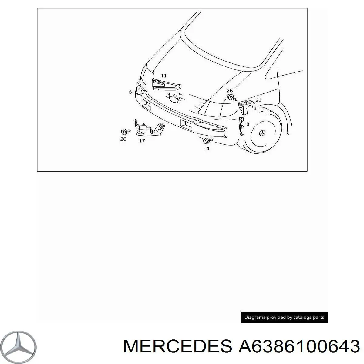 A6386100643 Mercedes Consola do pára-choque dianteiro