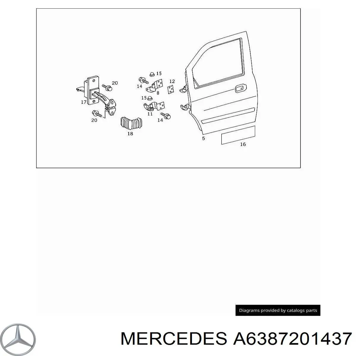 A6387201437 Mercedes Gozno da porta dianteira esquerda