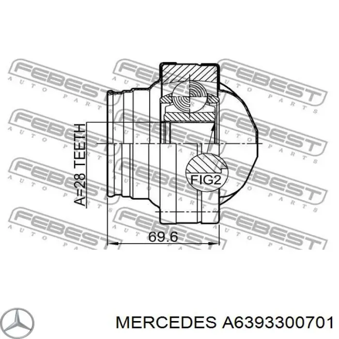 A6393300701 Mercedes Semieixo (acionador) dianteiro