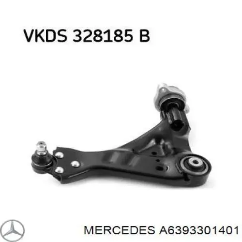 A6393301401 Mercedes Braço oscilante inferior esquerdo de suspensão dianteira