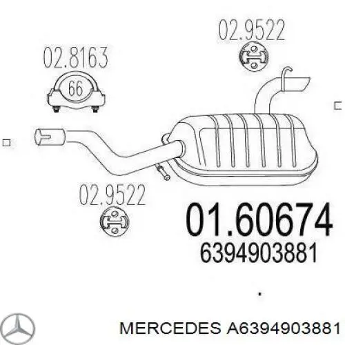Compre A6394903881 Mercedes Silenciador, parte traseira
