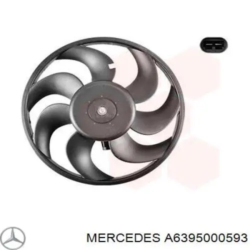 A6395000593 Mercedes Ventilador elétrico de esfriamento montado (motor + roda de aletas)