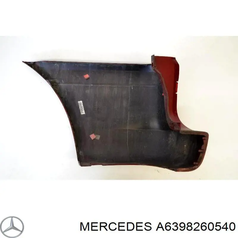 A6398260540 Mercedes Retrorrefletor (refletor) do pára-choque traseiro direito
