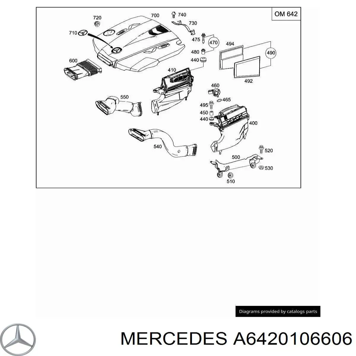 A6420106606 Mercedes Tampa de motor decorativa