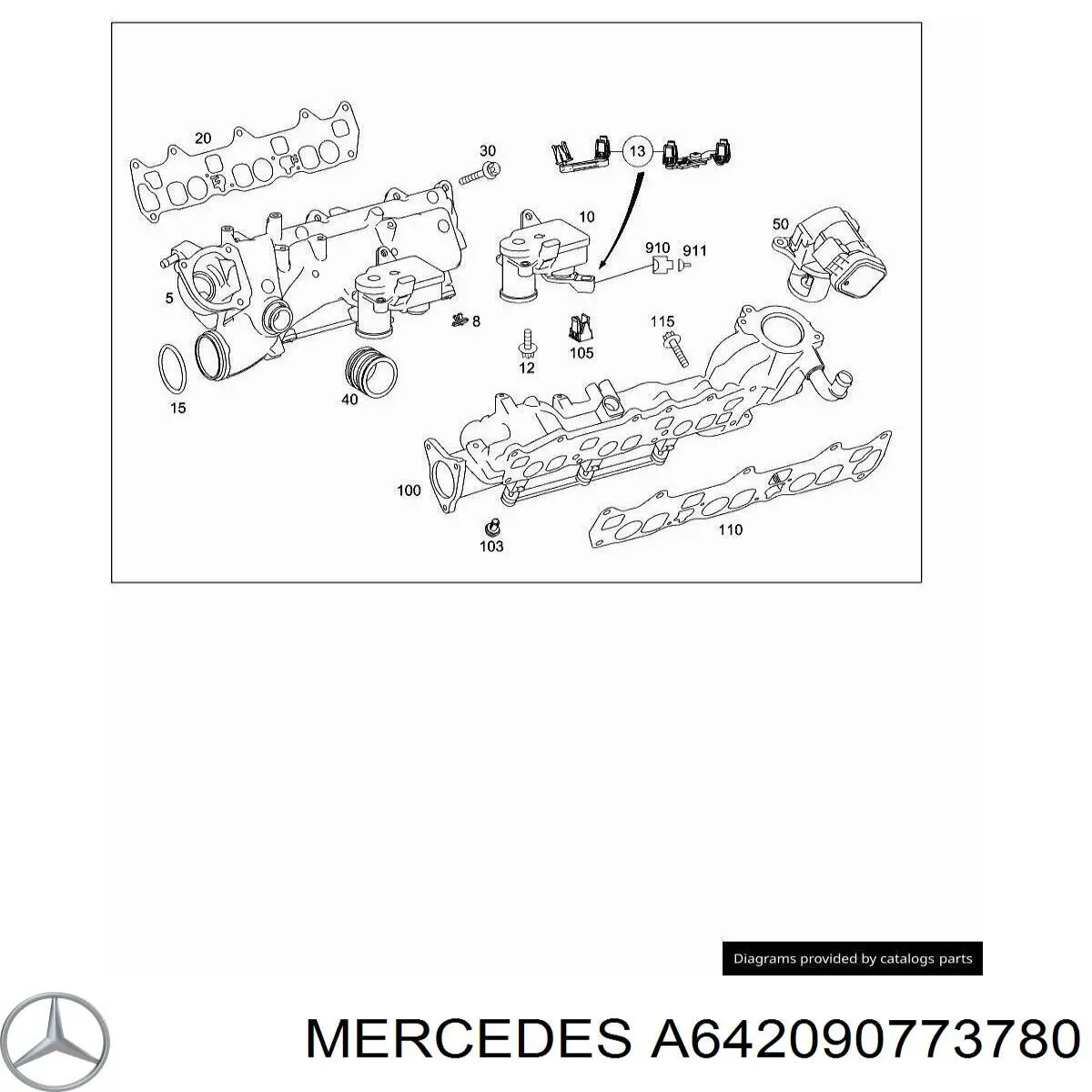 A642090773780 Mercedes Tubo coletor direito de admissão