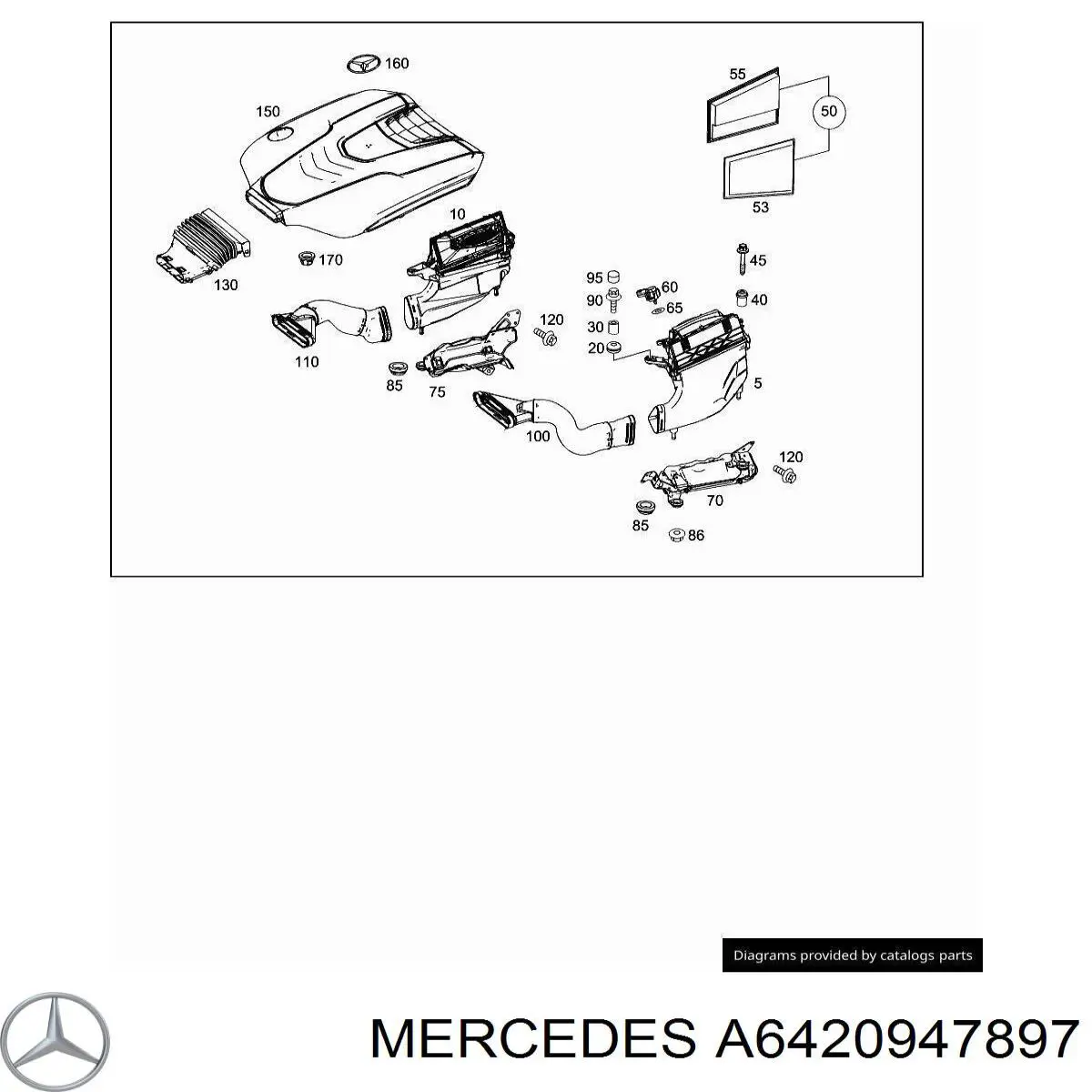 A6420947897 Mercedes Cano derivado de ar, entrada de filtro de ar