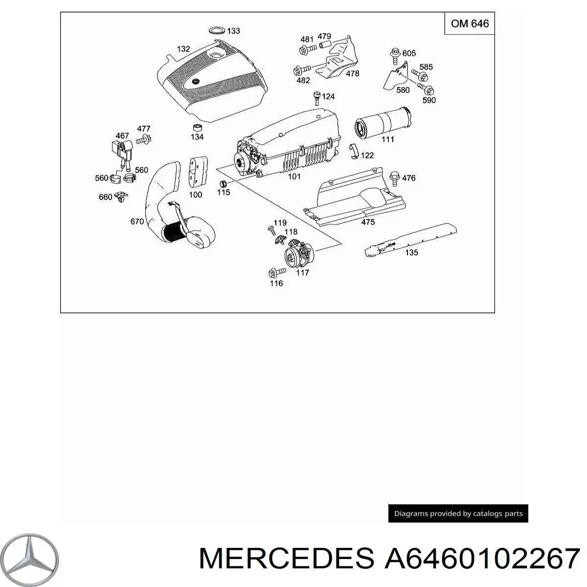 A6460102267 Mercedes Tampa de motor decorativa