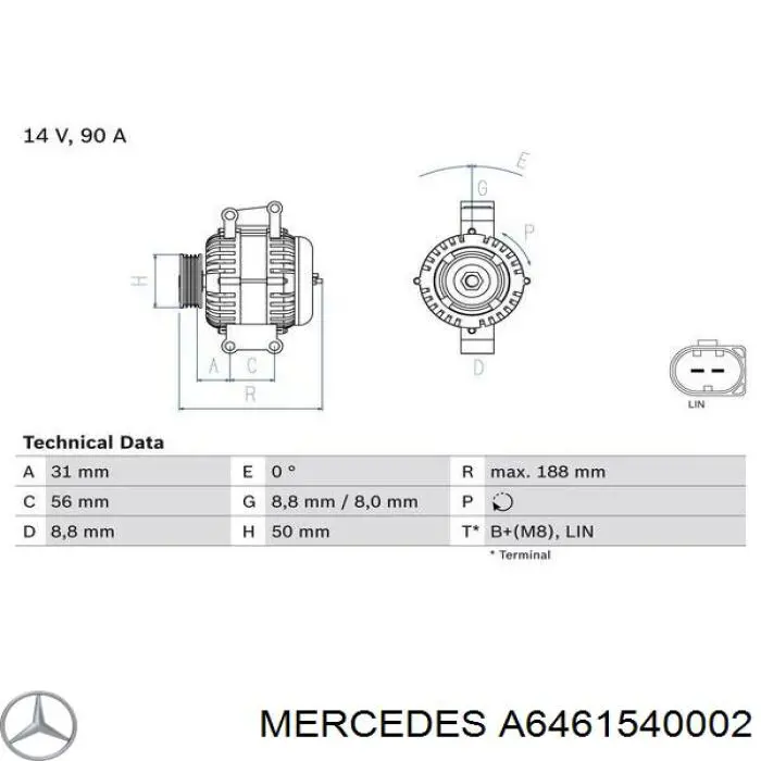 A6461540002 Mercedes Gerador