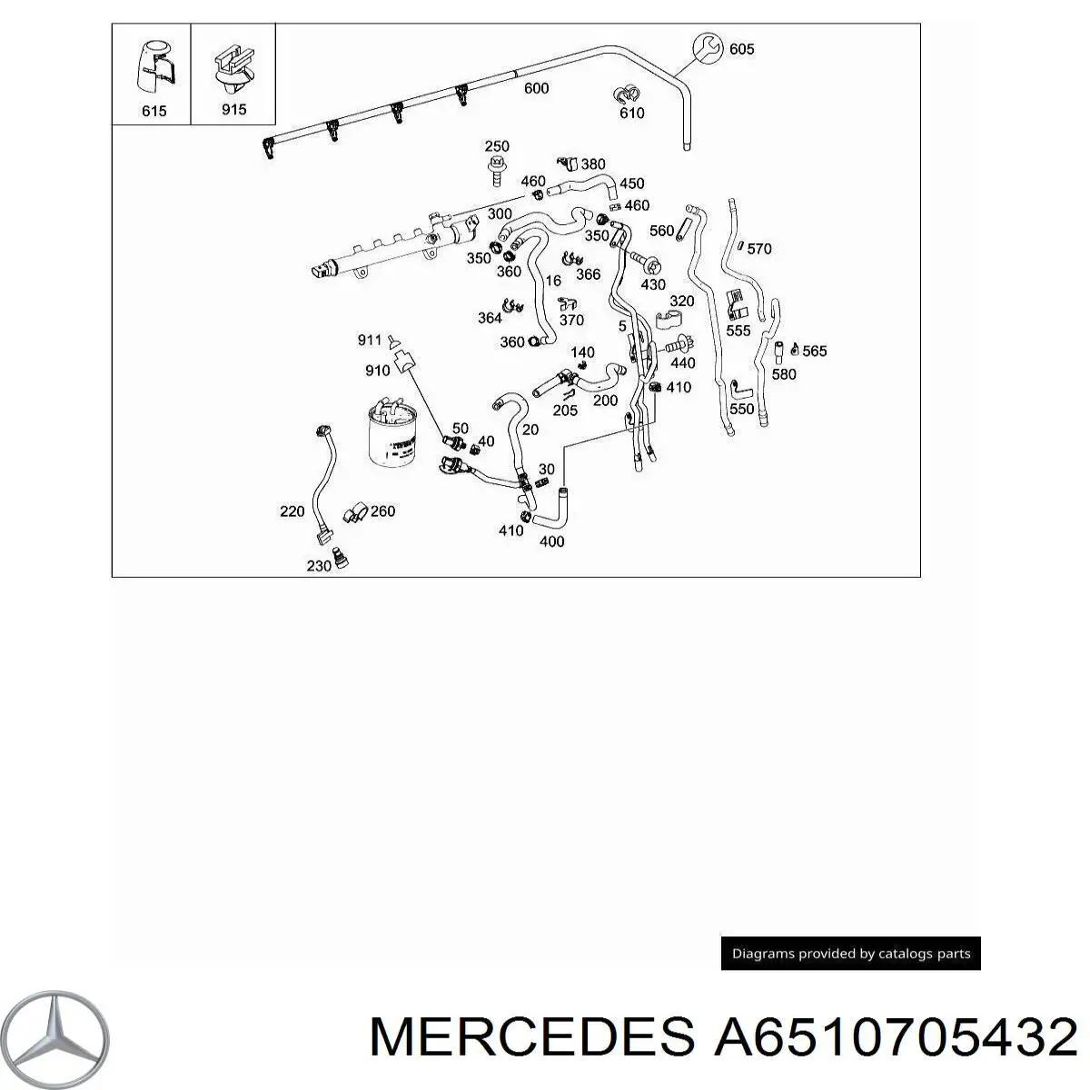 Compre A651070543264 Mercedes Tubo de combustível, inverso desde os injetores