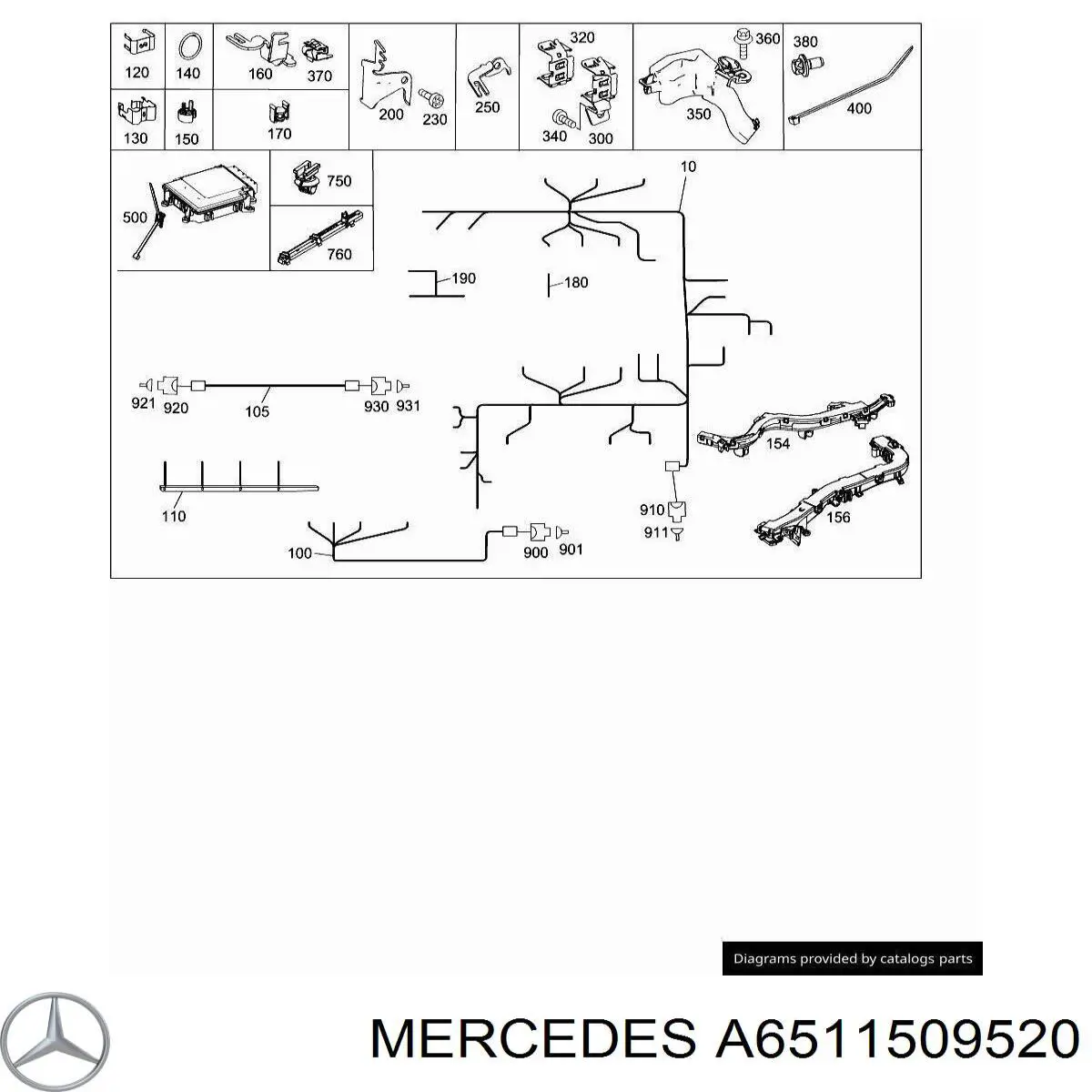 A651150952005 Mercedes Fios isolados da seção de motor