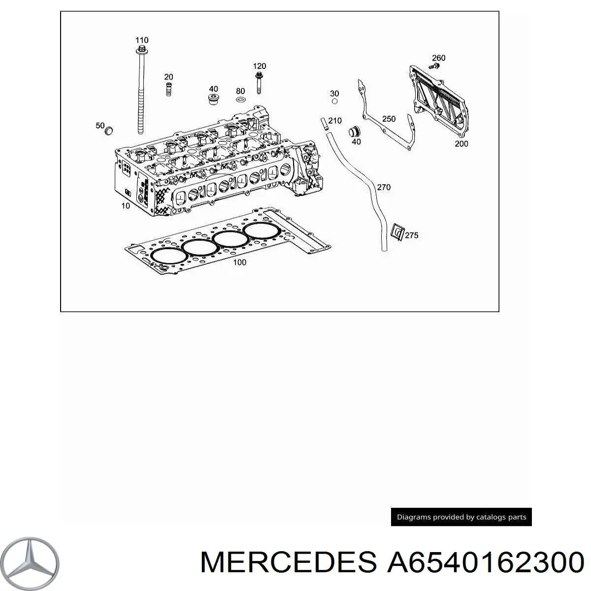 A6540162300 Mercedes Vedante superior de tampa dianteira de motor