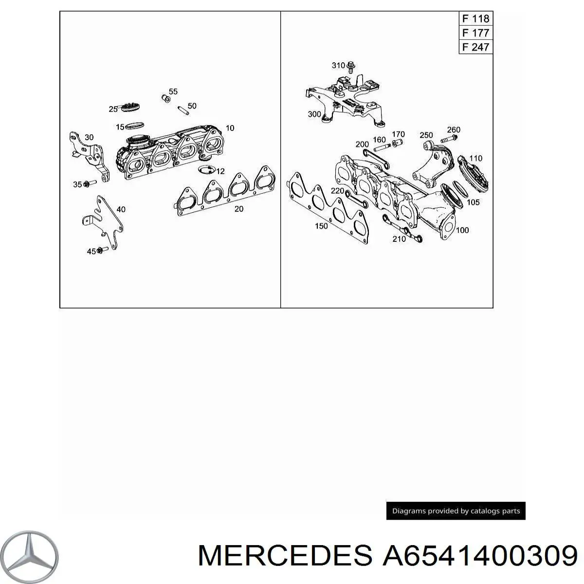Tubo coletor de escape Mercedes A6541400309 preço, a partir de 725,12 USD