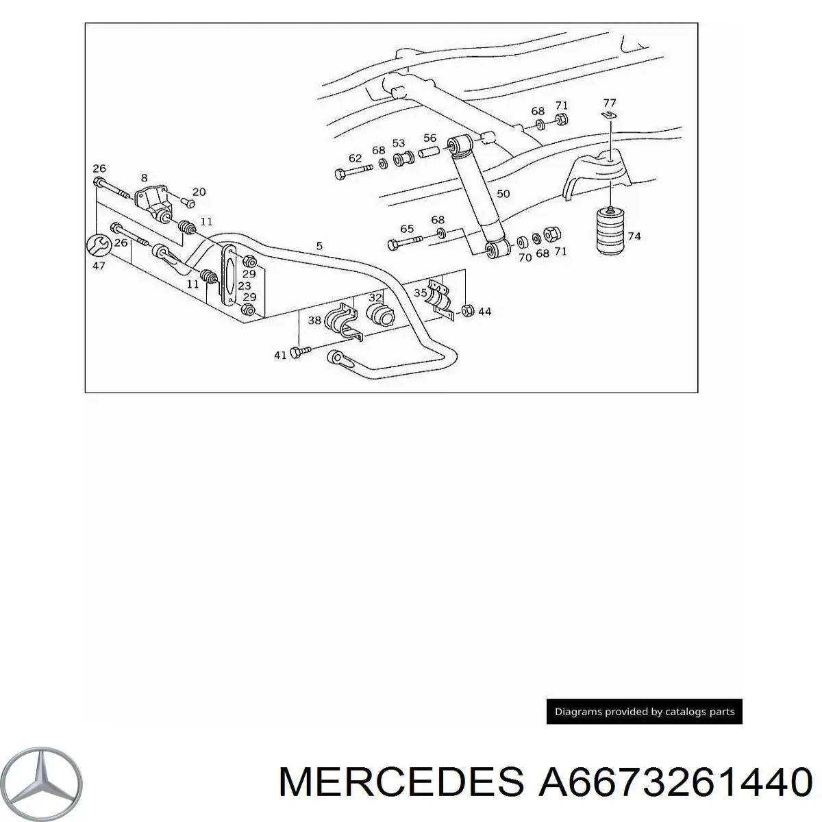 A6673261440 Mercedes Braçadeira de fixação da bucha de estabilizador traseiro