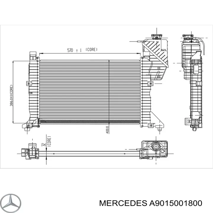 Radiador de esfriamento de motor A9015001800 Mercedes