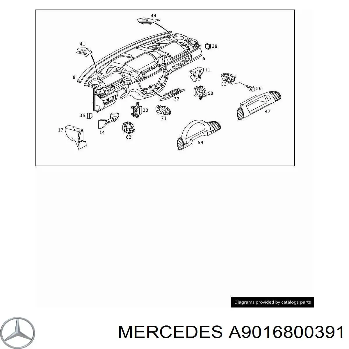 A9016800391 Mercedes Caixa para porta-luvas (porta-luvas)
