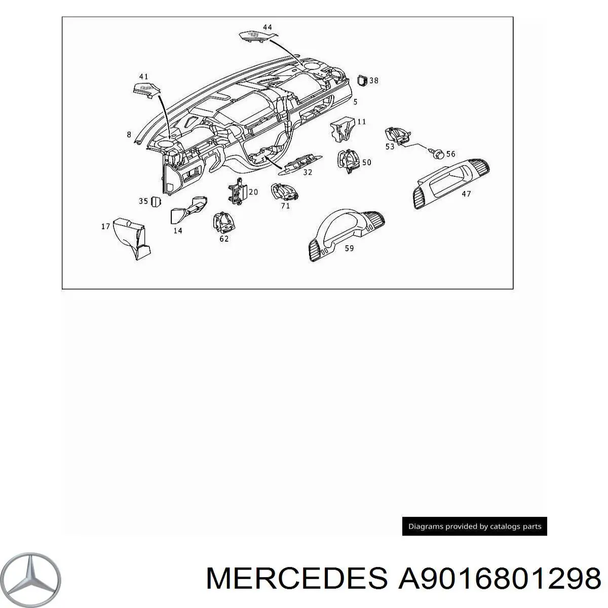 A9016801298 Mercedes Tampa da caixa para luvas (porta-luvas)
