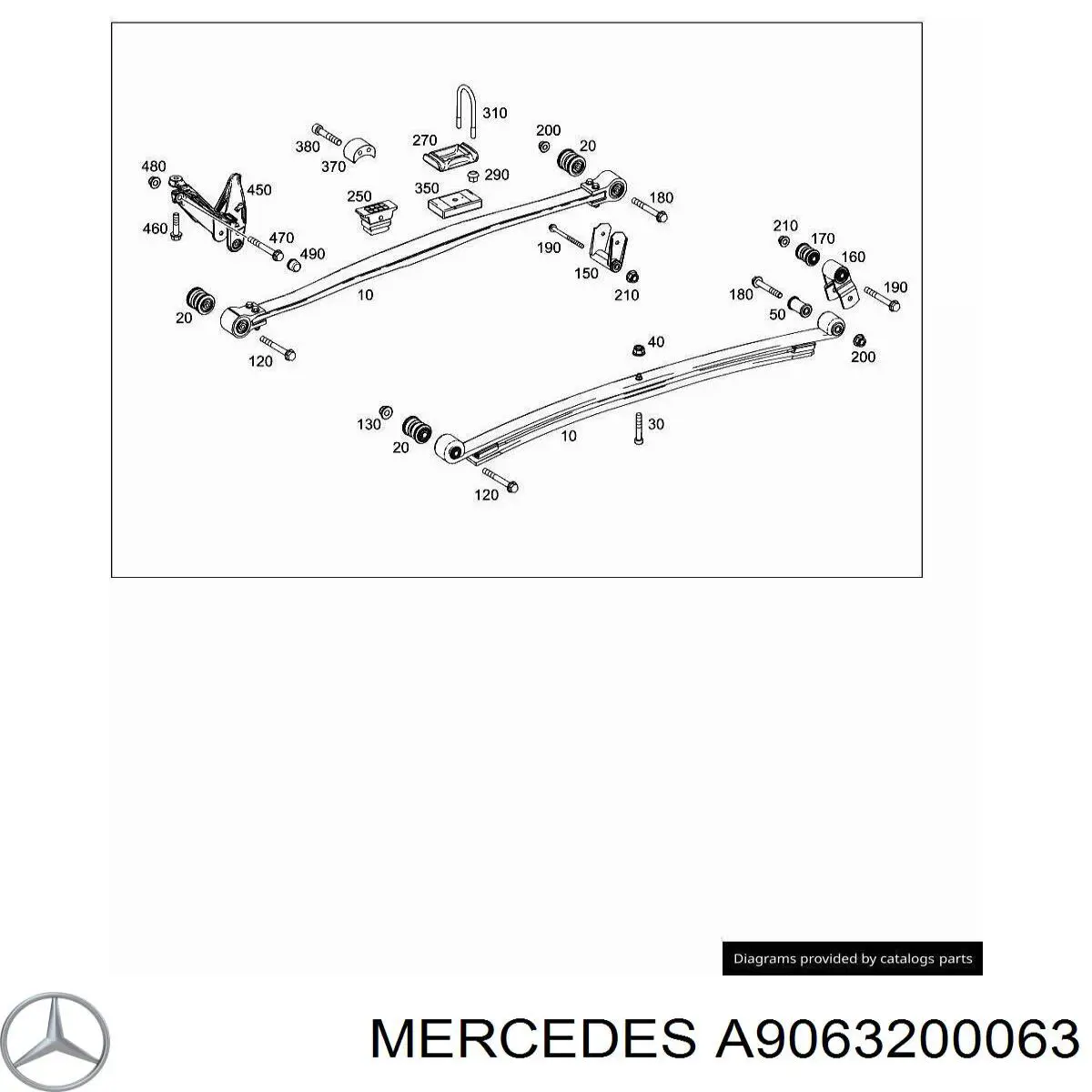 A9063200063 Mercedes Argola da suspensão de lâminas traseira