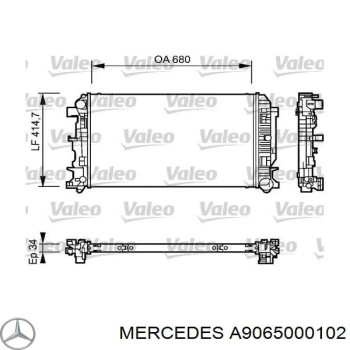 A9065000102 Mercedes Radiador de esfriamento de motor
