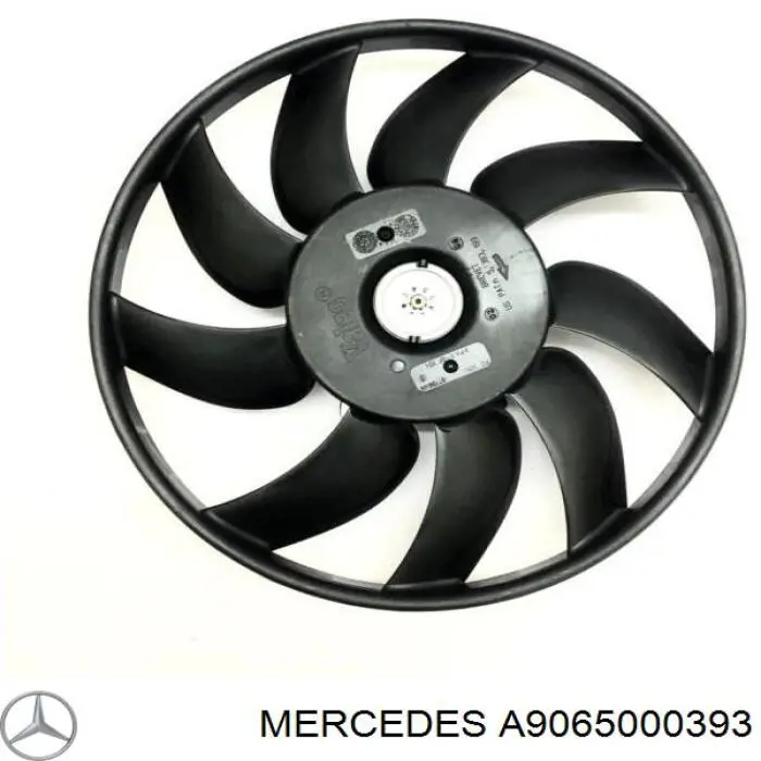 A9065000393 Mercedes Ventilador elétrico de esfriamento montado (motor + roda de aletas) direito