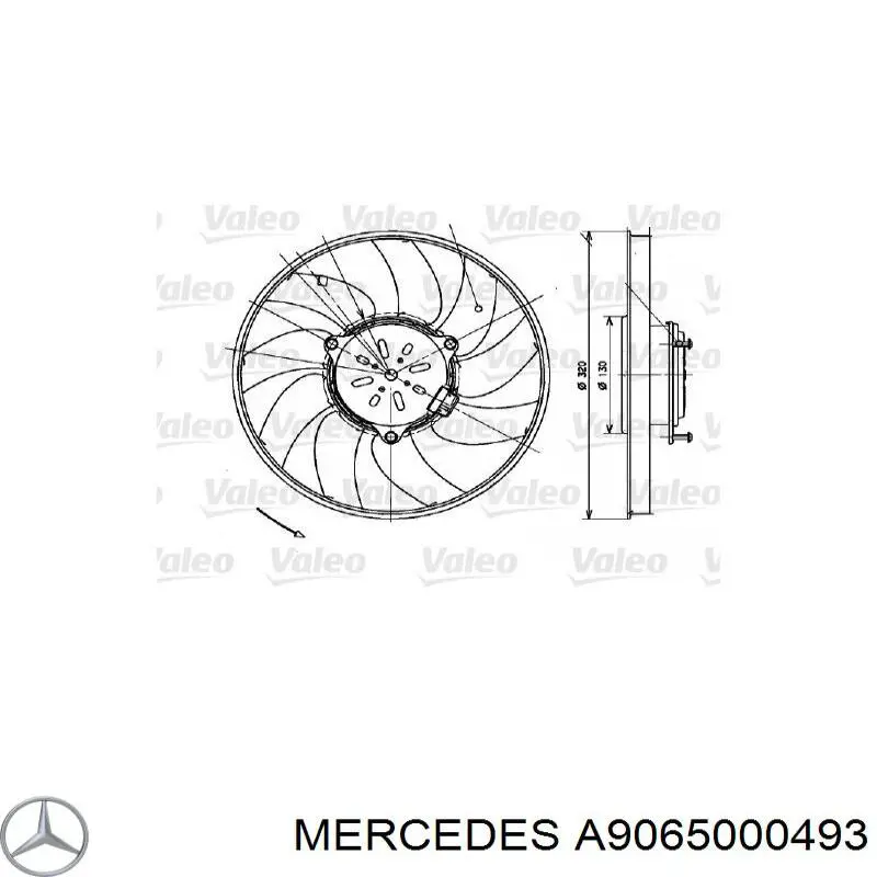 A9065000493 Mercedes Ventilador (roda de aletas) do radiador de esfriamento
