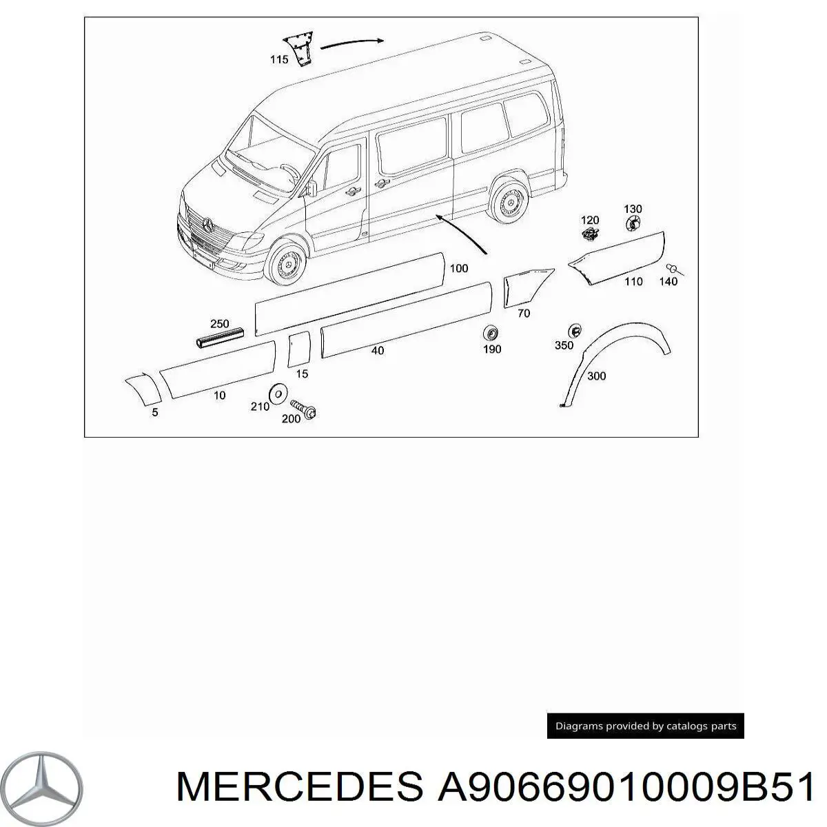 Moldura da porta lateral (deslizante) VAG A9066901000 preço, a partir de 75,61 USD