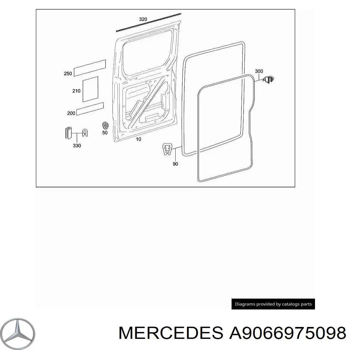 A9066975098 Mercedes Vedação da porta lateral (deslizante)