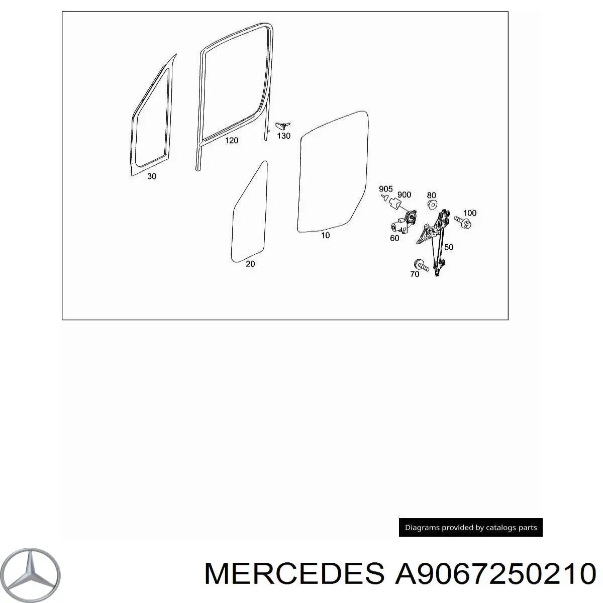 A9067250210 Mercedes Vidro da porta dianteira esquerda