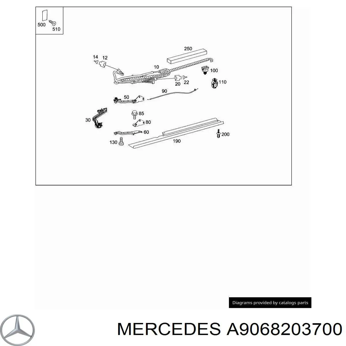 9068203700 Mercedes Rolo esquerdo inferior da porta lateral (deslizante)