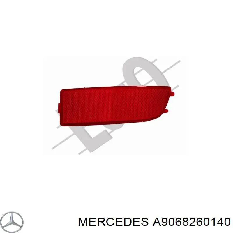 A9068260140 Mercedes Retrorrefletor (refletor) do pára-choque traseiro direito