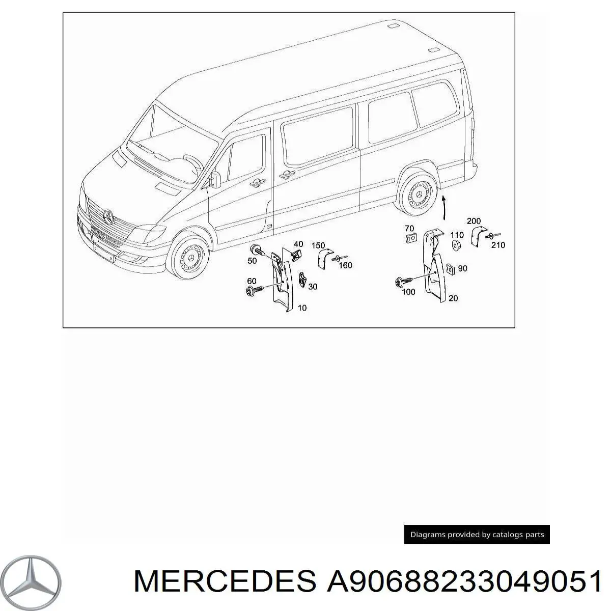 A90688233049051 Mercedes Protetor de lama traseiro esquerdo