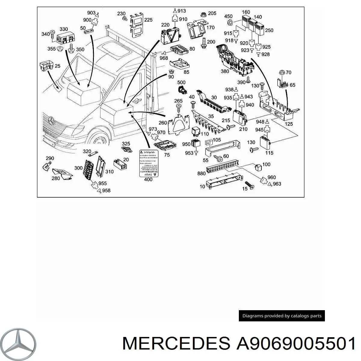 A9069005501 Mercedes Módulo de direção (Centralina eletrônica) da Caixa Automática de Mudança eletrônica