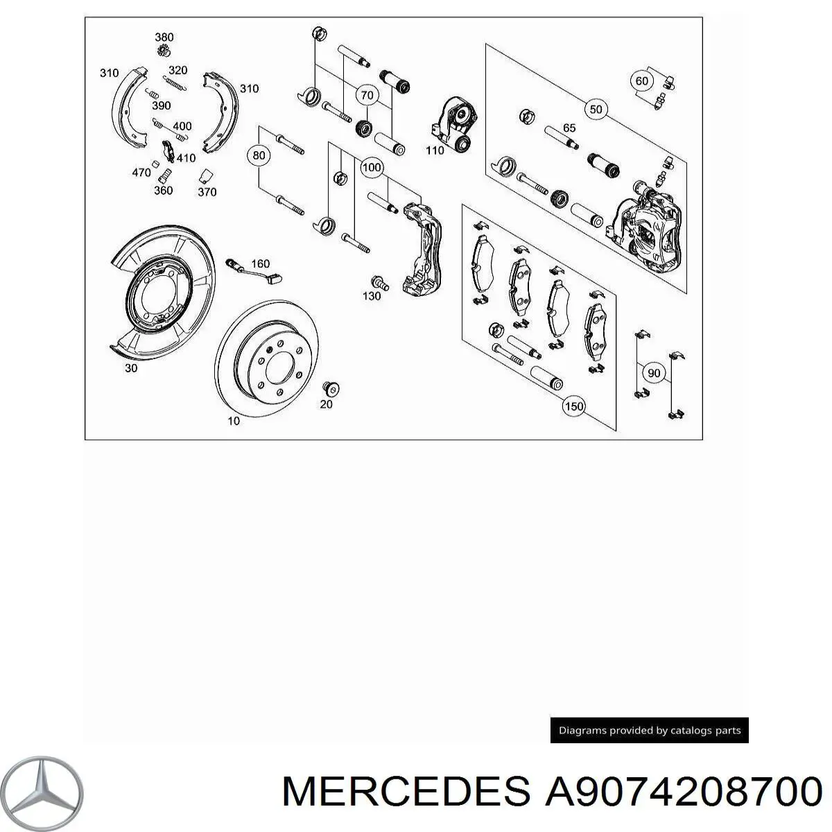 A9074208700 Mercedes Sapatas do freio traseiras de disco