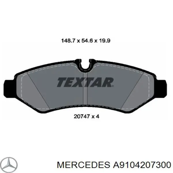 A9104207300 Mercedes Sapatas do freio traseiras de disco