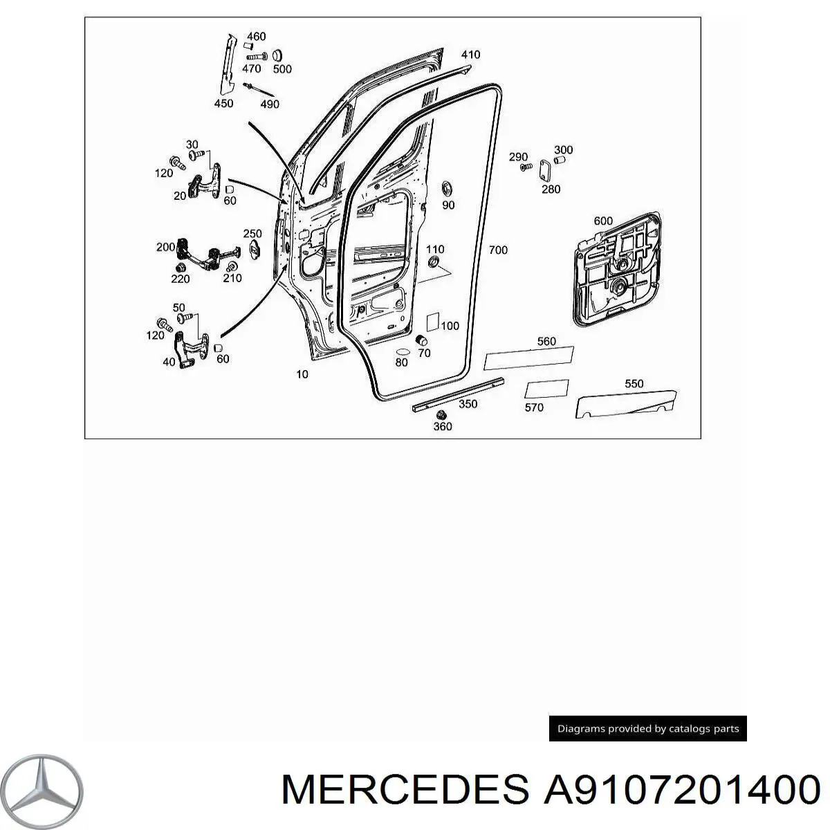 A9107201400 Mercedes Gozno da porta dianteira esquerda