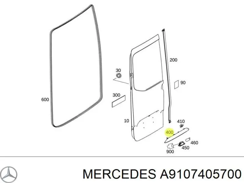 Maçaneta esquerda externa da porta traseira (batente) Mercedes A9107405700 preço, a partir de 54,78 USD