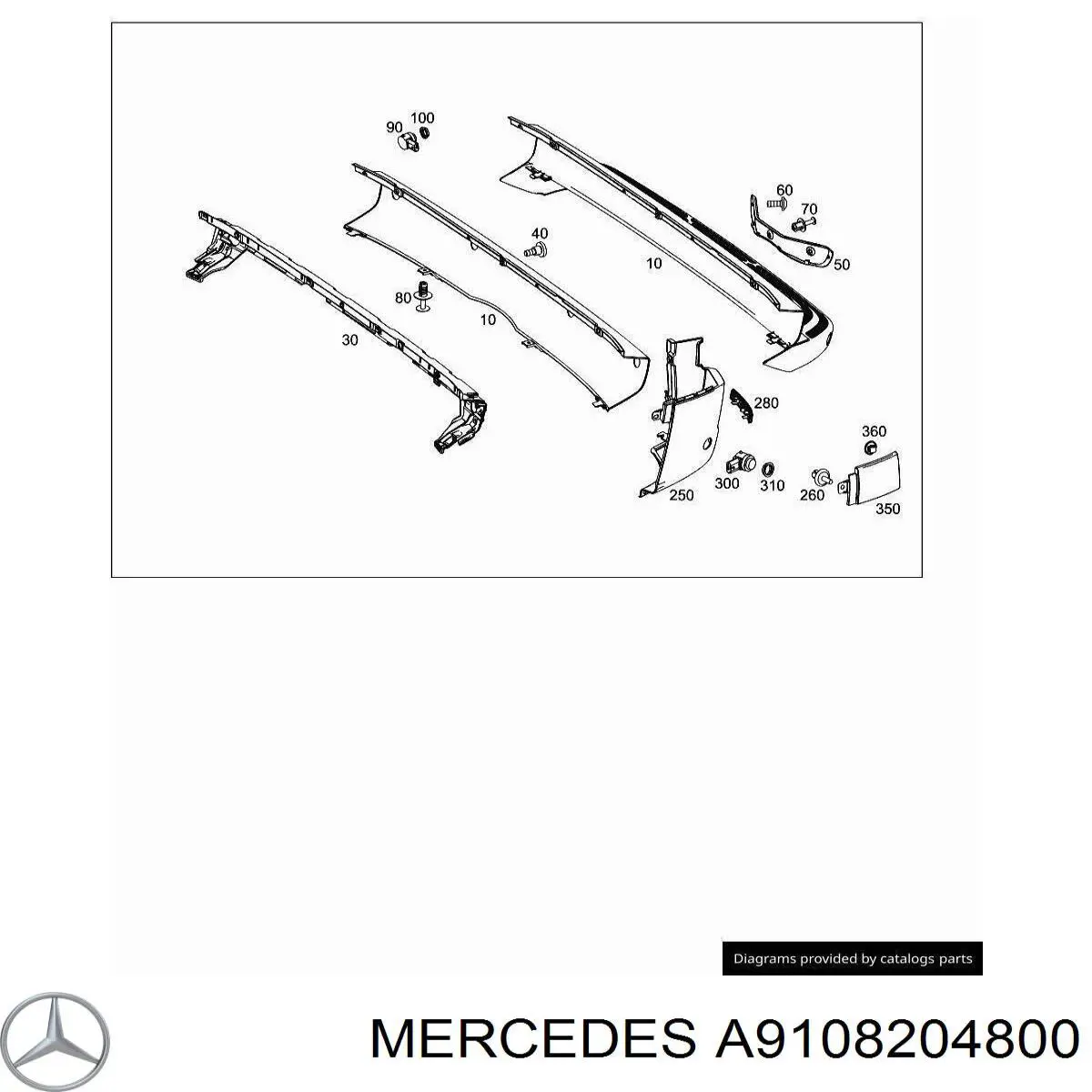A9108204800 Mercedes Retrorrefletor (refletor) do pára-choque traseiro esquerdo
