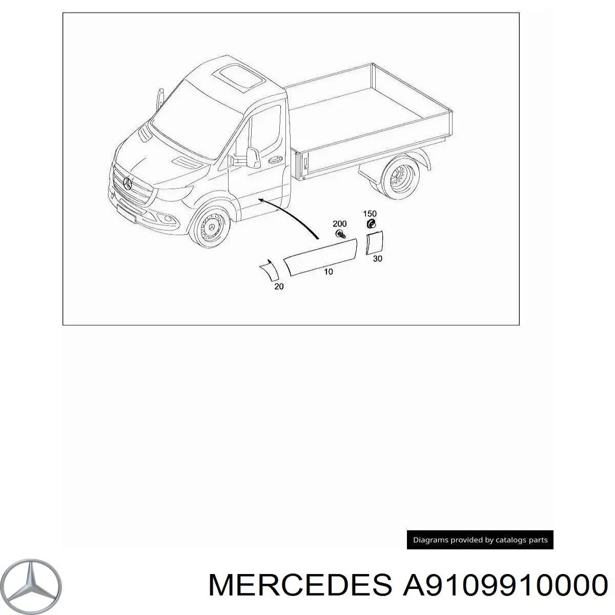 A9109910000 Mercedes Braçadeira (cápsula) de fixação de moldura da porta