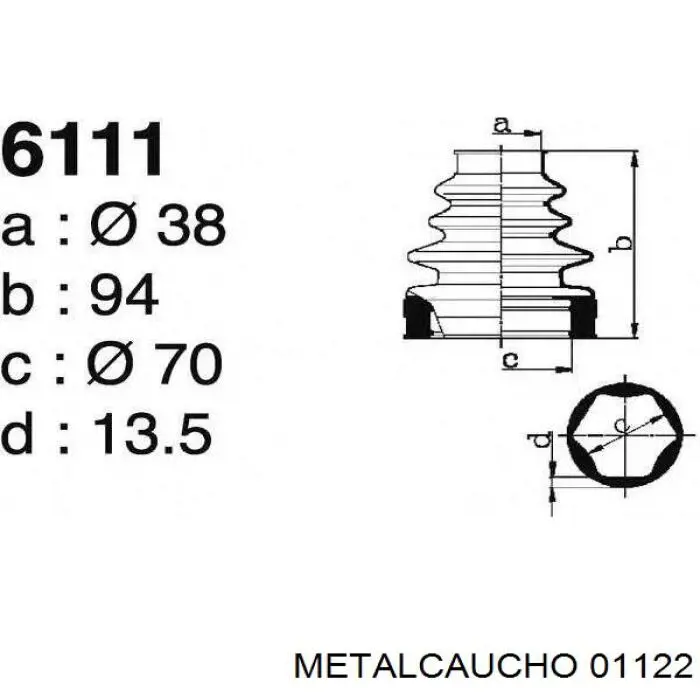 Compre 01122 Metalcaucho Bota de proteção interna de junta homocinética do semieixo dianteiro
