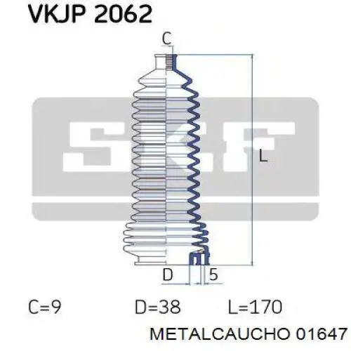 Bota de proteção do mecanismo de direção (de cremalheira) Metalcaucho 01647 preço, a partir de 7,63 USD