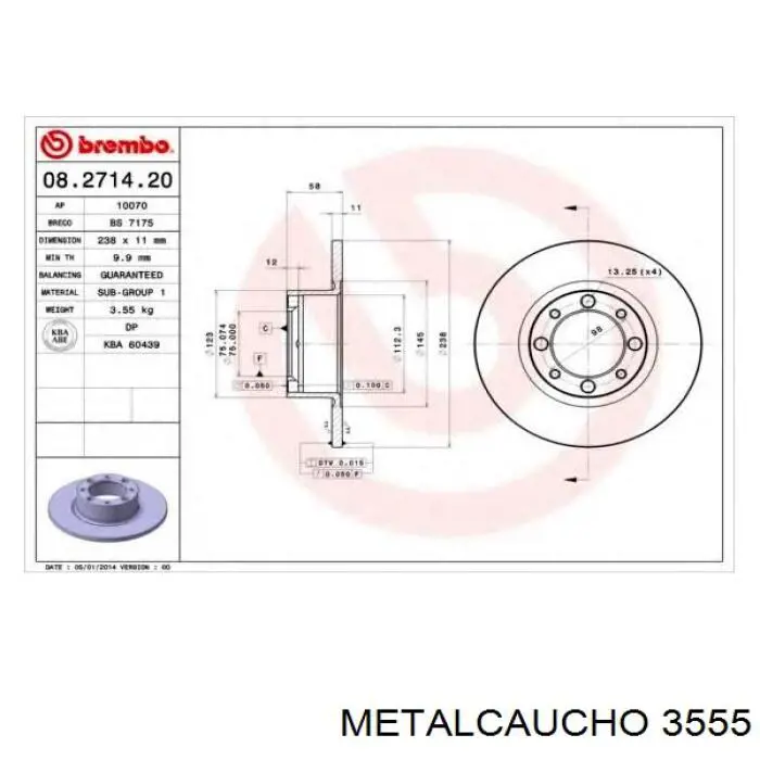 Flange do sistema de esfriamento (união em T) 3555 Metalcaucho