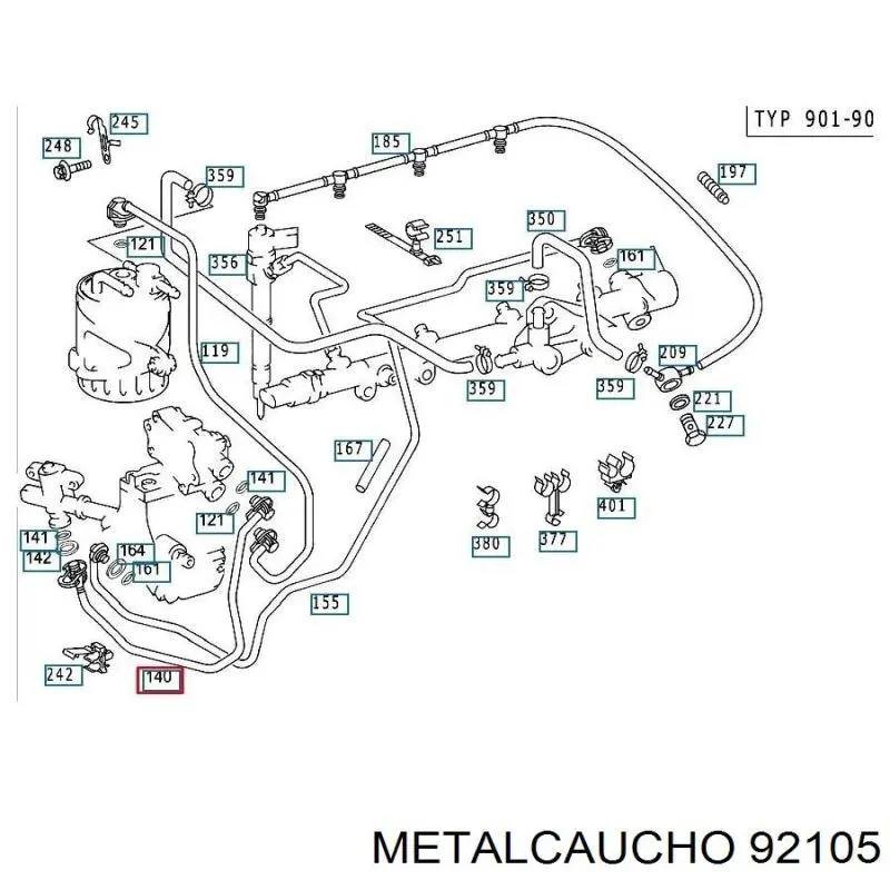 Compre 92105 Metalcaucho Tubo de combustível desde a bomba de bombeio de combustível até a válvula de corte de combustível