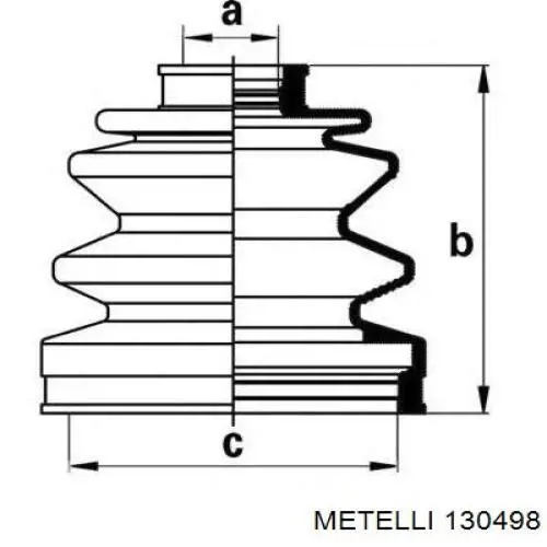 130498 Metelli Bota de proteção externa direita de junta homocinética