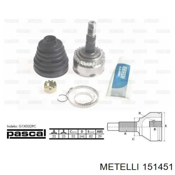 151451 Metelli Junta homocinética externa dianteira